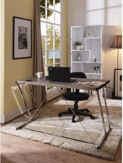 Finis Desk in Weathered Oak & Chrome 92344