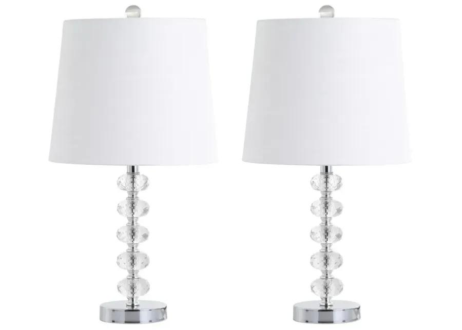 Kevin 22" Glass/Metal LED Table Lamp, Clear/Chrome (Set of 2)