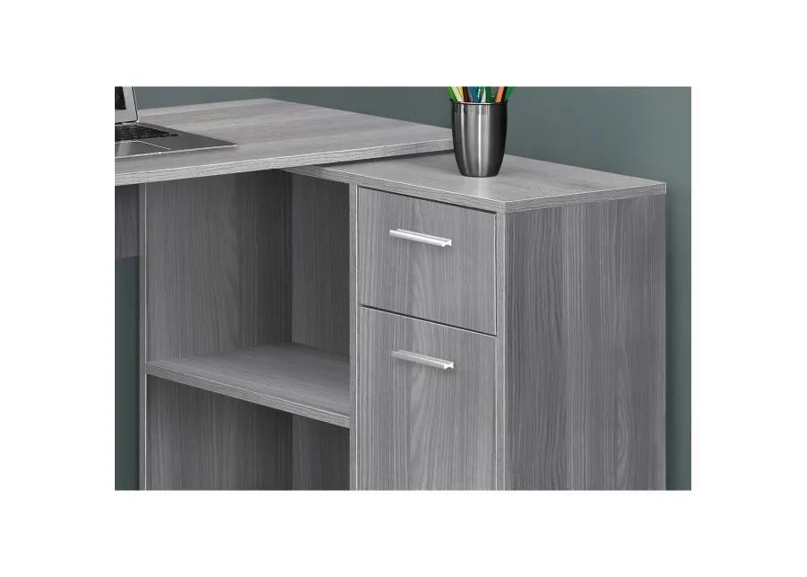 Monarch Specialties I 7351 Computer Desk, Home Office, Corner, Storage Drawers, 46"L, L Shape, Work, Laptop, Laminate, Grey, Contemporary, Modern