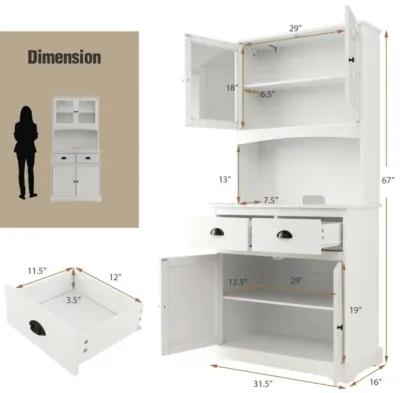 Hivvago Tall Sideboard with 2 Drawers and Adjustable Shelves