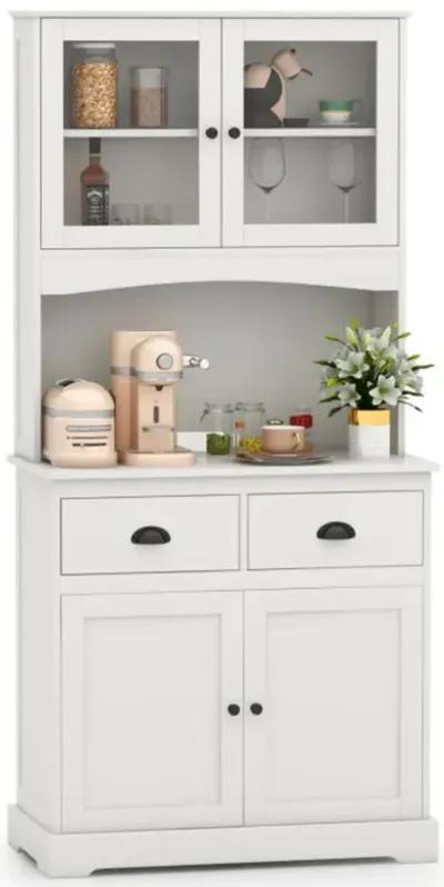 Hivvago Tall Sideboard with 2 Drawers and Adjustable Shelves