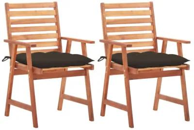 vidaXL Patio Dining Chairs 2 pcs with Cushions Solid Acacia Wood