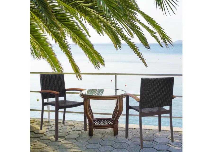 Hivvago Set of 2 Outdoor Patio PE Rattan Dining Chairs