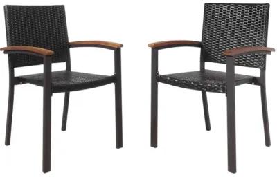 Hivvago Set of 2 Outdoor Patio PE Rattan Dining Chairs