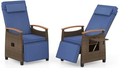 Patio Wicker Recliner Chair with Adjustable Backrest and Footrest