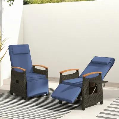 Patio Wicker Recliner Chair with Adjustable Backrest and Footrest