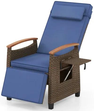 Patio Wicker Recliner Chair with Adjustable Backrest and Footrest