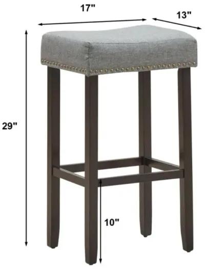 Hivvago Set of 2 Nailhead Saddle Bar Stools 29 Inch Height