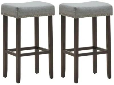 Hivvago Set of 2 Nailhead Saddle Bar Stools 29 Inch Height