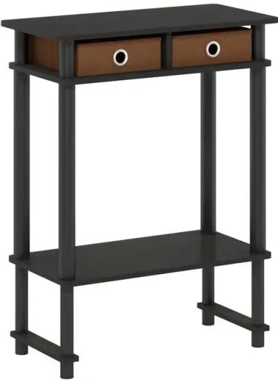 Furinno Turn-N-Tube Tall-Wide Hallway Console Table with Bin, Espresso/Brown