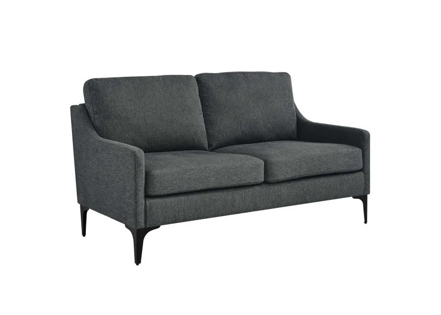 Corland Upholstered Fabric Loveseat Gray