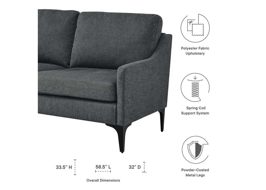 Corland Upholstered Fabric Loveseat Gray