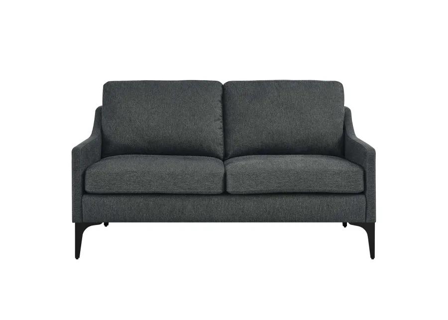 Corland Upholstered Fabric Loveseat Gray