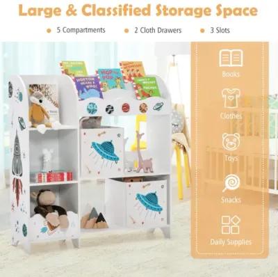 Hivvago Kids Toy and Book Organizer Children Wooden Storage Cabinet with Storage Bins