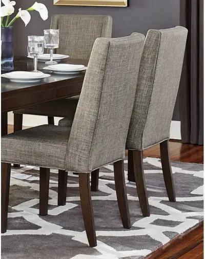 Set of 2 Dark Brown Dining Chairs with Fabric Upholstery