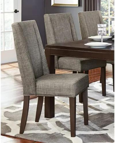 Set of 2 Dark Brown Dining Chairs with Fabric Upholstery