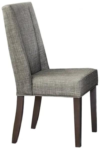 Set of 2 Dark Brown Dining Chairs with Fabric Upholstery