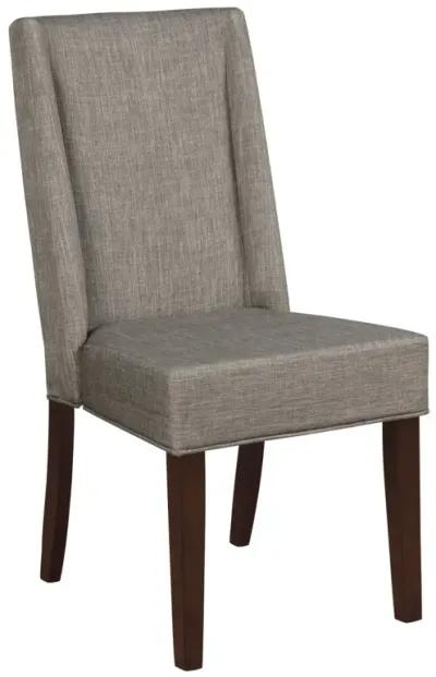 Set of 2 Dark Brown Dining Chairs with Fabric Upholstery