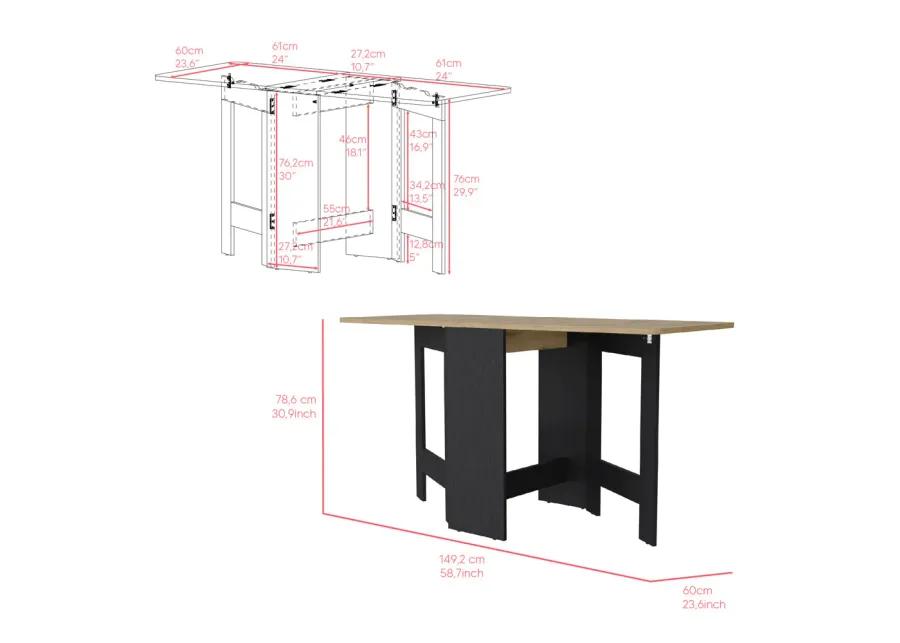 Folding Dining Table Evart, Living Room, Black / Macadamia