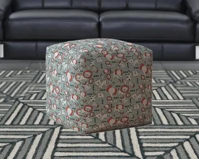 Homezia 17" Grey And White Animal Print Pouf Ottoman