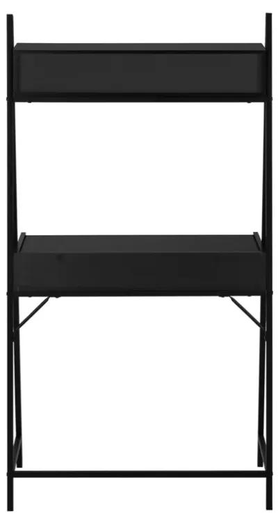 Monarch Specialties I 7330 Computer Desk, Home Office, Laptop, Leaning, Storage Drawers, 32"L, Work, Metal, Laminate, Black, Contemporary, Modern