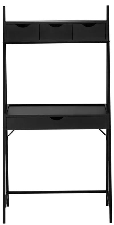 Monarch Specialties I 7330 Computer Desk, Home Office, Laptop, Leaning, Storage Drawers, 32"L, Work, Metal, Laminate, Black, Contemporary, Modern