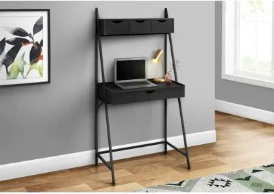 Monarch Specialties I 7330 Computer Desk, Home Office, Laptop, Leaning, Storage Drawers, 32"L, Work, Metal, Laminate, Black, Contemporary, Modern