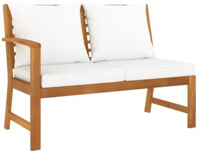 vidaXL 4 Piece Garden Lounge Set with Cushion Cream Solid Acacia Wood