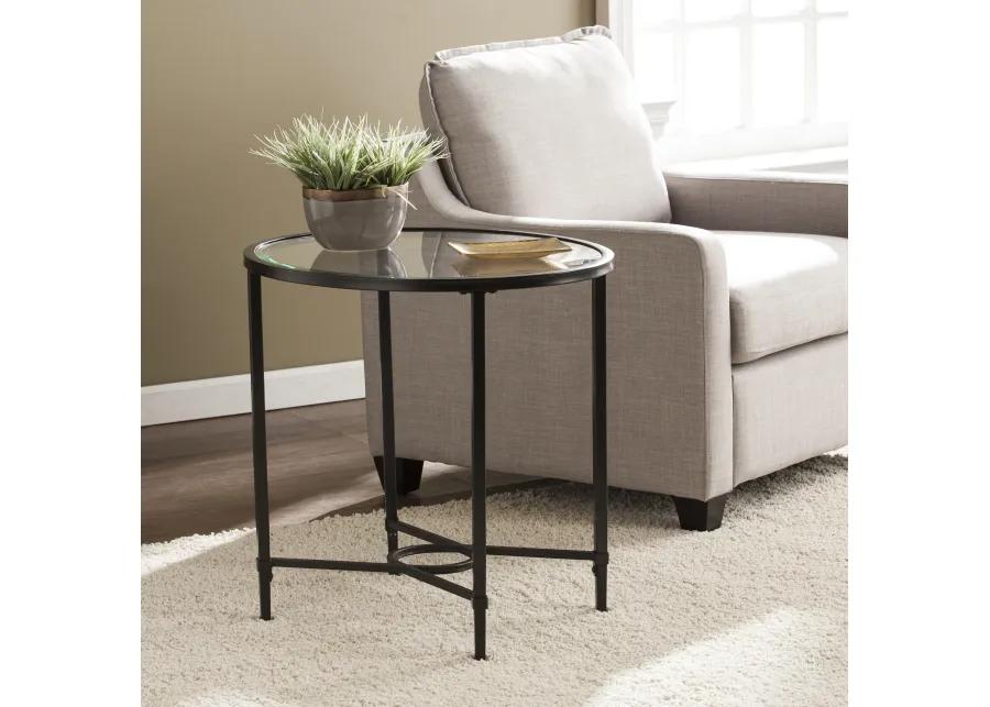 Quinton Metal/Glass Oval Side Table