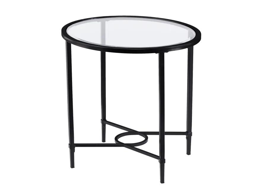 Quinton Metal/Glass Oval Side Table