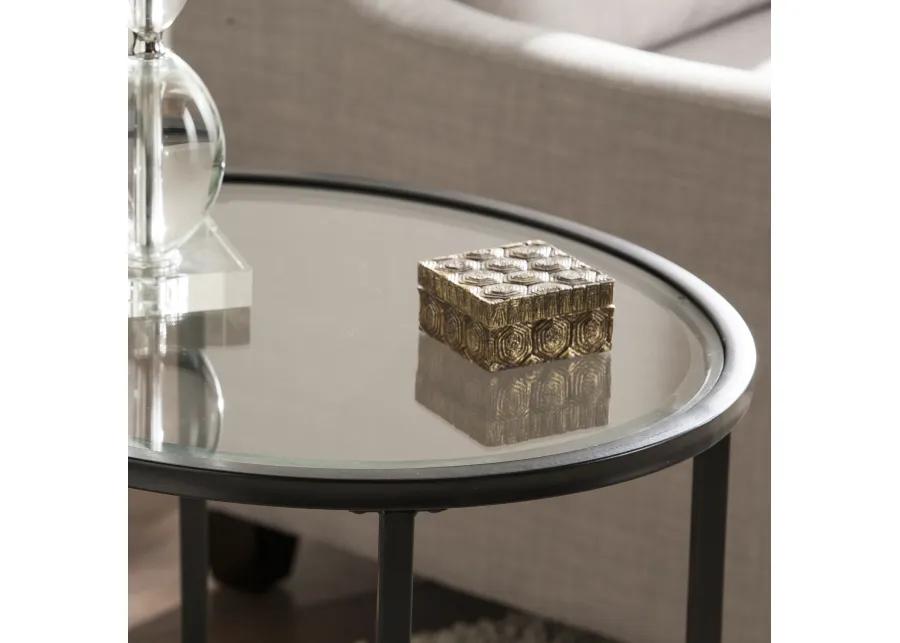 Quinton Metal/Glass Oval Side Table