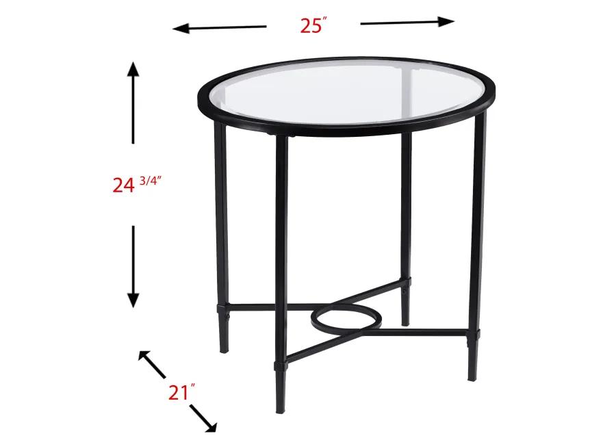 Quinton Metal/Glass Oval Side Table