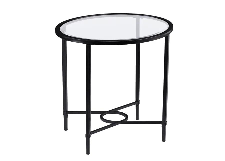 Quinton Metal/Glass Oval Side Table