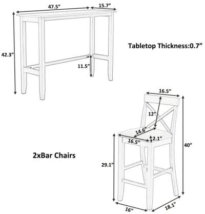 Merax Rectangular Wood Bar Height Dining Set