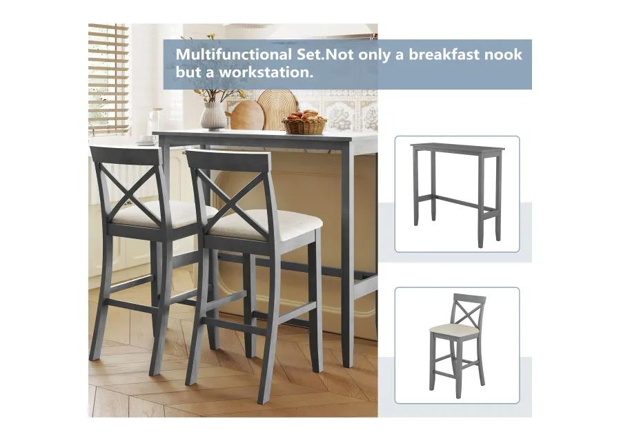 Merax Rectangular Wood Bar Height Dining Set