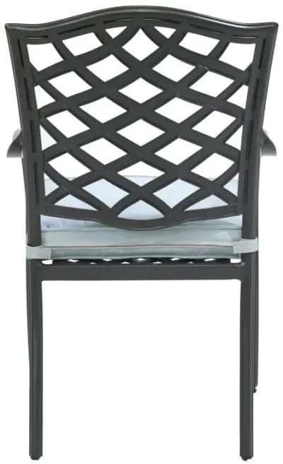 Aluminum Dining Armchair with Light Blue Cushion