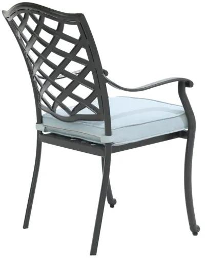 Aluminum Dining Armchair with Light Blue Cushion