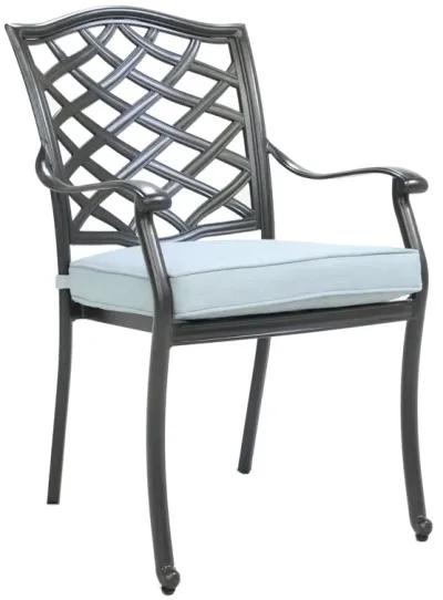 Aluminum Dining Armchair with Light Blue Cushion