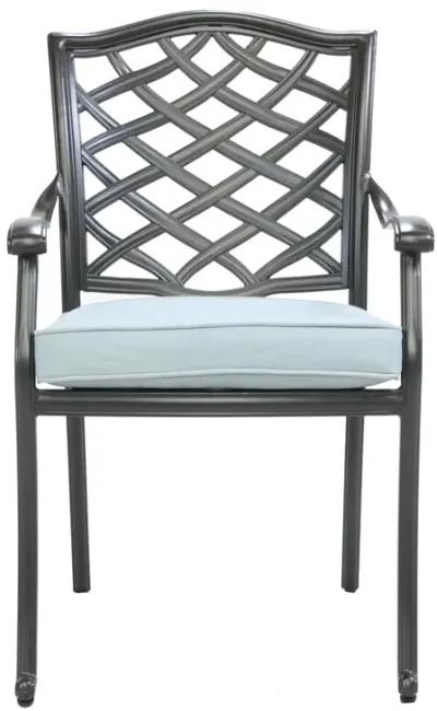 Aluminum Dining Armchair with Light Blue Cushion