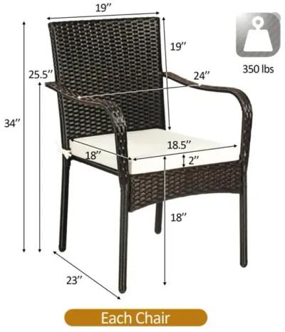 Hivvago Set of 4 Patio Rattan Stackable Dining Chair with Cushioned Armrest for Garden