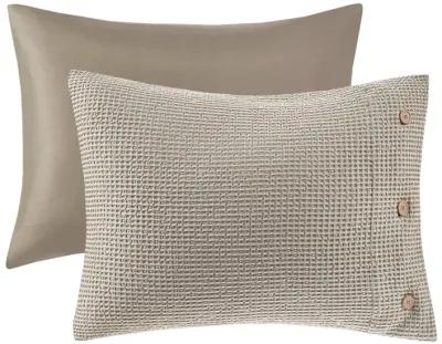 Gracie Mills Miranda 4 Piece Solid Cotton and Rayon from Bamboo Waffle Weave Comforter Cover Set with Removable Insert