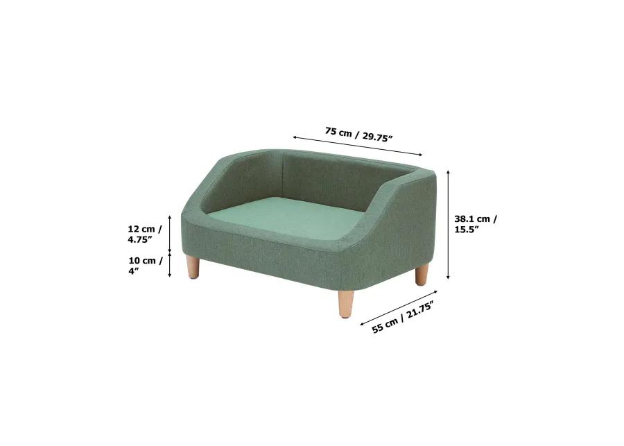 Teamson Pets Bennett Linen 29'' L x 21'' W Pet Sofa with Wood Style Foot & Washable Cover, Sea Green