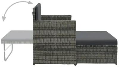 vidaXL 2 Piece Garden Lounge Set with Cushions Poly Rattan Gray