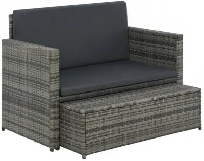 vidaXL 2 Piece Garden Lounge Set with Cushions Poly Rattan Gray