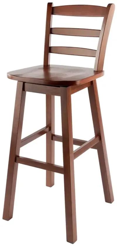 Scalera Ladder Back Swivel Bar Stool - Classic Design, Solid Wood Construction, Comfortable Seat, Walnut Finish - Ergode