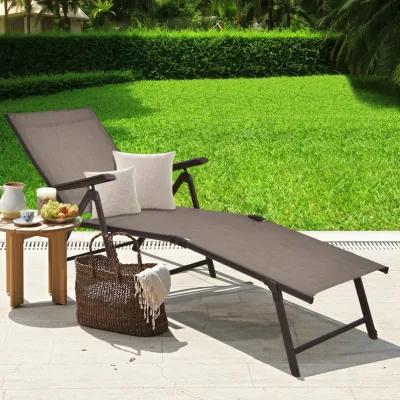 Patio Foldable Chaise Lounge Chair with Backrest and Footrest