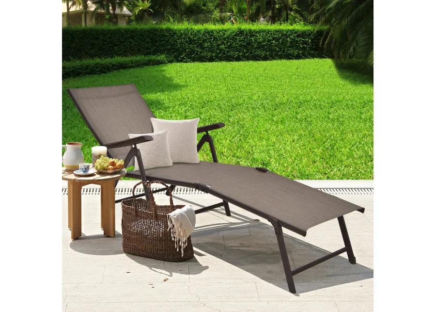 Patio Foldable Chaise Lounge Chair with Backrest and Footrest