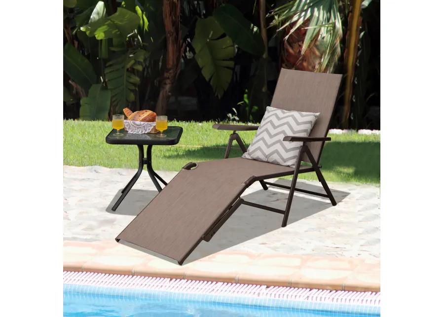 Patio Foldable Chaise Lounge Chair with Backrest and Footrest