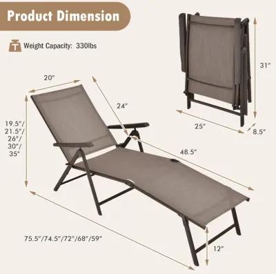 Patio Foldable Chaise Lounge Chair with Backrest and Footrest