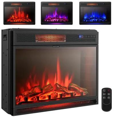 28 Inch Electric Freestanding and Recessed Fireplace with Remote